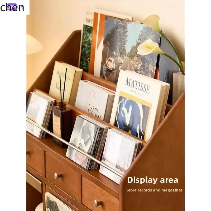 DSA Bookcase Solid Wood Magazine Cabinet Display Storage Newspaper Cabinet Bedroom Storage Cabinet