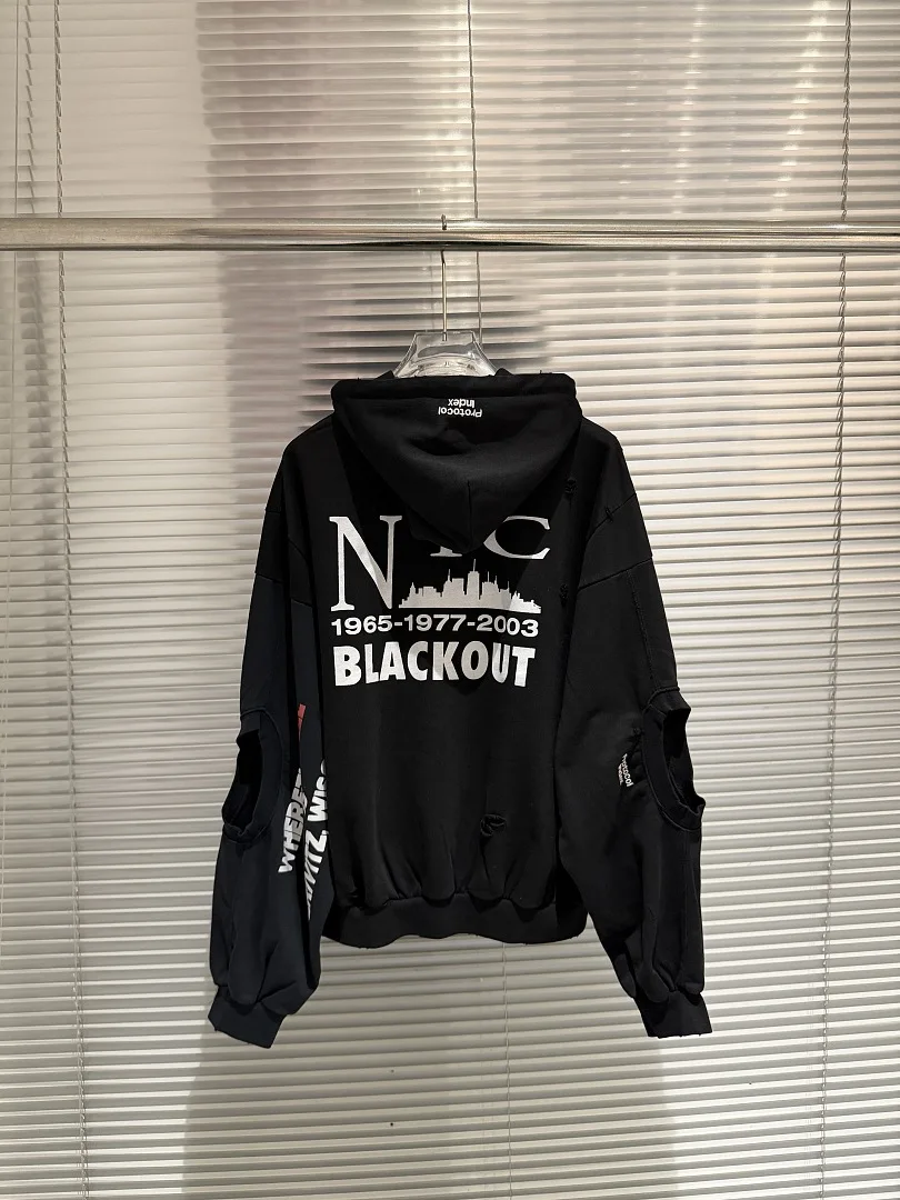26SS Night View Printed Zip-up Hooded Sweatshirt Hiphop Vintage Washed Men Casual Hoodie Pullover