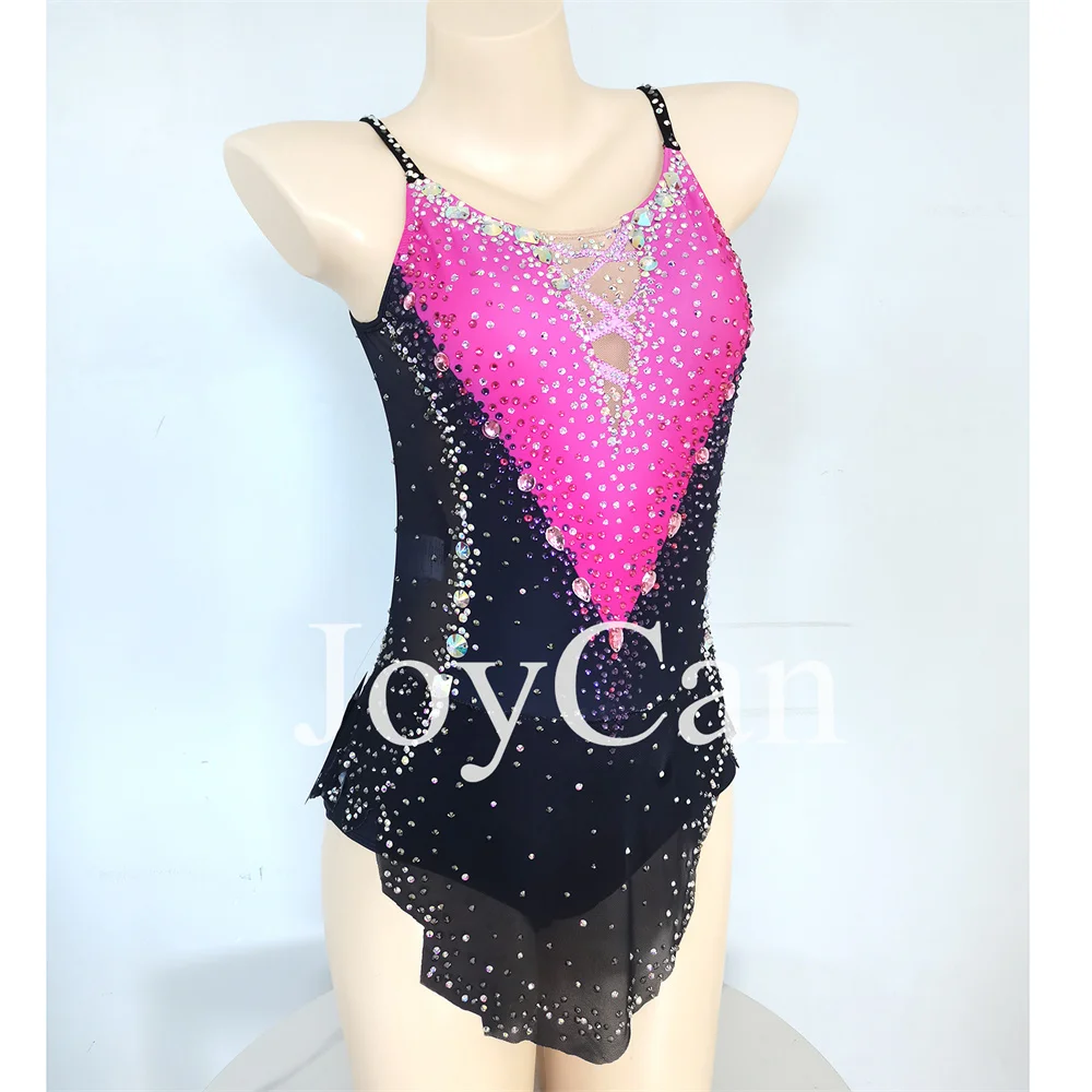 جويكان-أحجار الراين ثدي جمباز للنساء ، سبانديكس أسود ، ملابس رقص أنيقة للفتيات ، منافسة