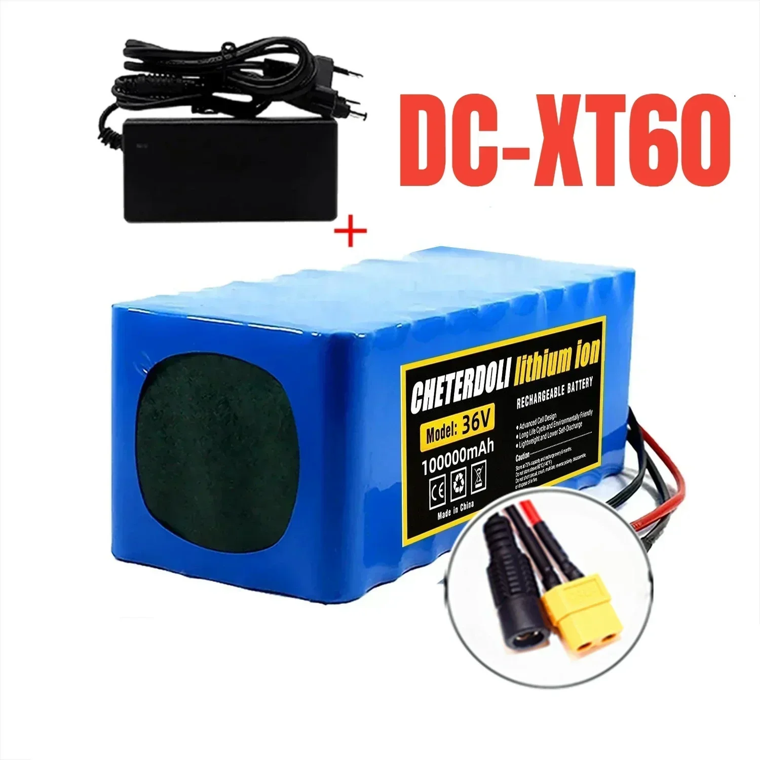 Gratis levering van 36V batterijpakket 10S4P 100Ah batterijpakket 1000W krachtige batterij 42V 100000mAh BMS+42V2A oplader