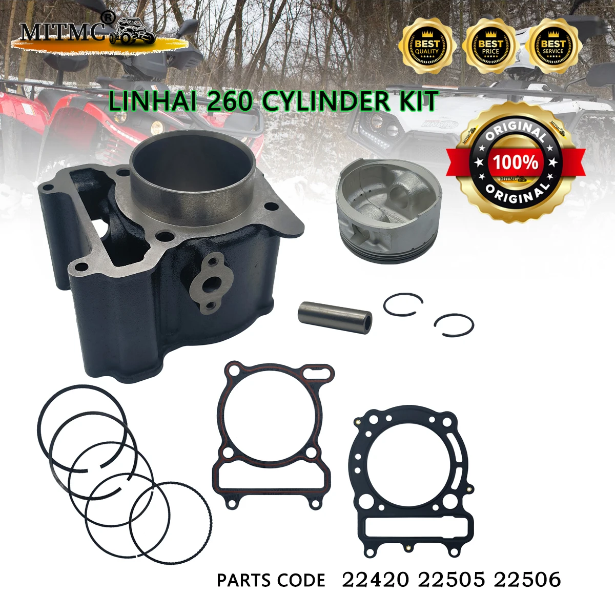 Cylinder Piston Gasket Kit For Linhai 260 ATV QUAD GO KART 22420 22505 22507 22508 22506 22416 22421