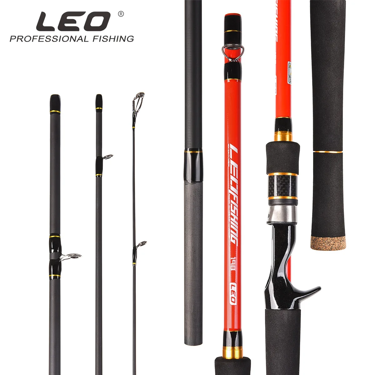 

LEO-Sea Spinning Casting Fishing Rod, Carbon Rod, Ultra Short, HARD Carp Pole, 4 Section, 1.8m, 1.98m, 2.1m, 2.4m, Lure River