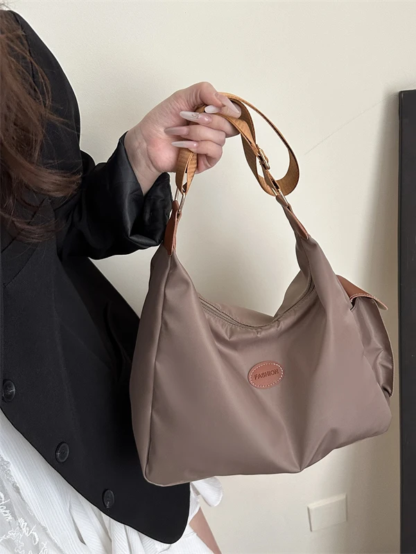 Large Capacity Oxford Cloth Tote Bag Women's 2025 New Style Commuter Bag Casual Crossbody Dumpling Bag Single Shoulder