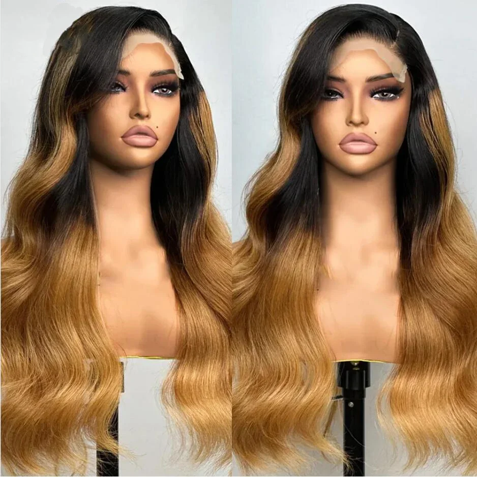 

Body Wave Lace Front Wig for Women, Pre-Plucked Wig, Glueless Ombre, Blonde, Baby Soft Hair, Daily, 180Density,Synthetic，26inch