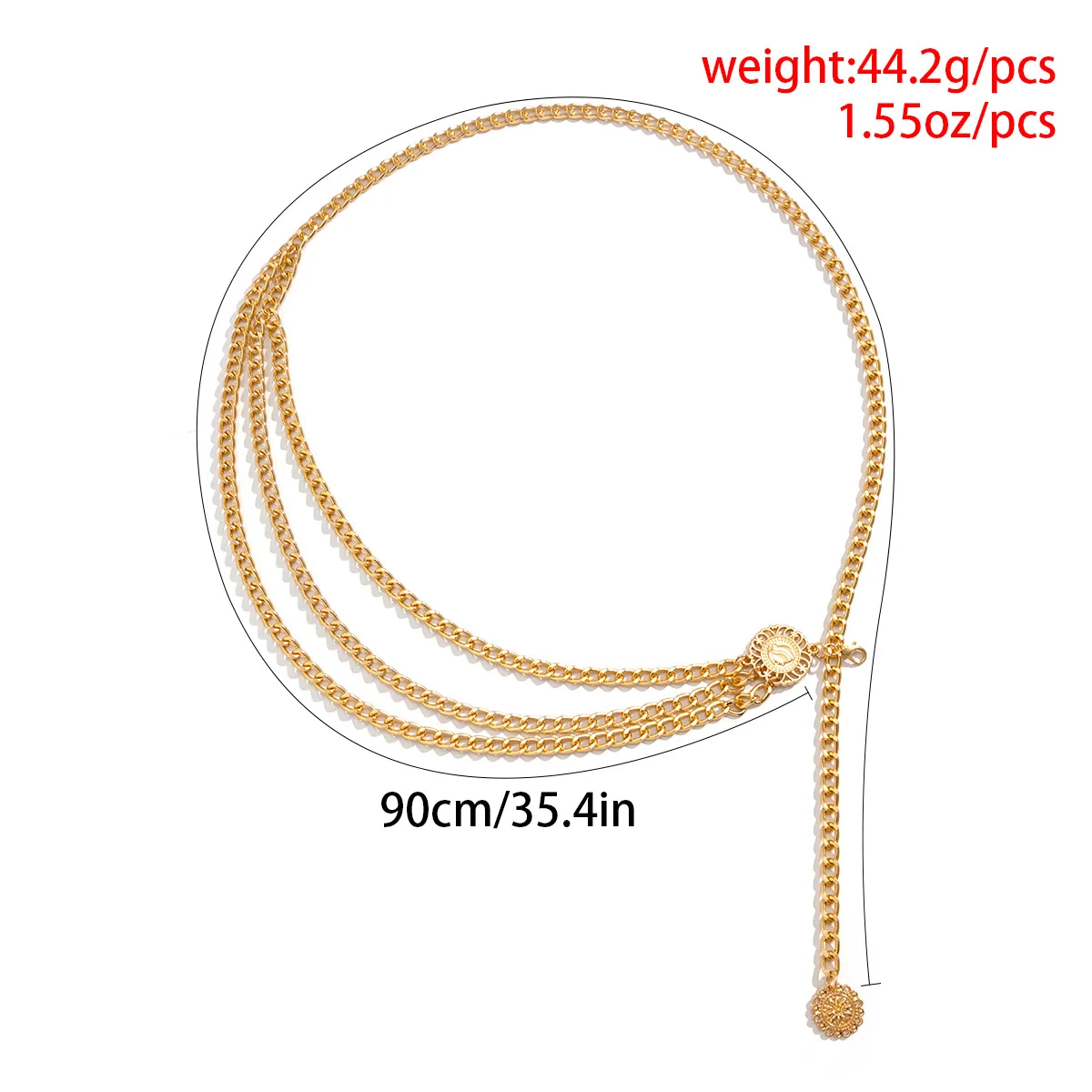 Multilayer Metal Waist Chain Dress Belts Metal Belt for Women