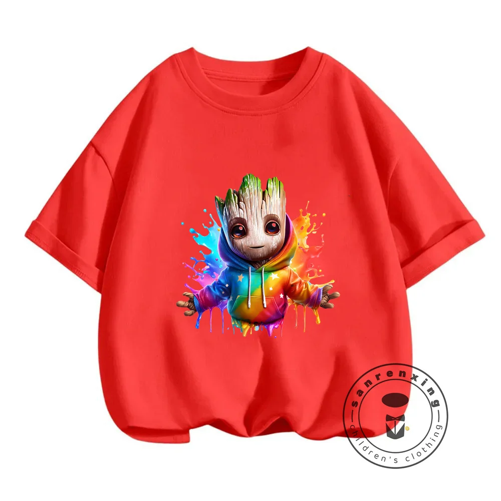 Marvel Groot Anime Superhero T-Shirts Cool Kawaii O-Neck Fashion Tops for Boys Girls Perfect for Galaxy Guardian Adventures