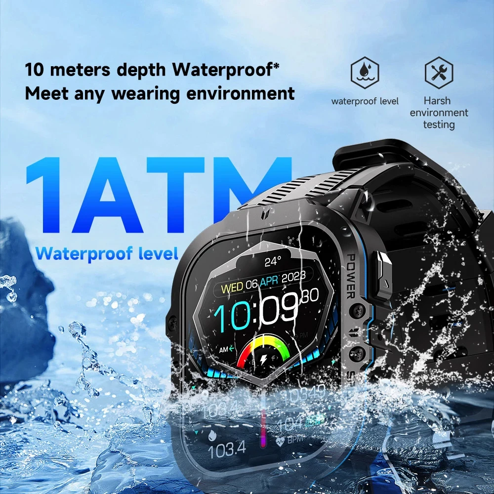 Reloj inteligente Amoled para hombre, accesorio de pulsera resistente al agua con llamadas de dientes azules, pantalla HD de 1,96 pulgadas, 410x502, para exteriores, 100 + 200 +, deportivo