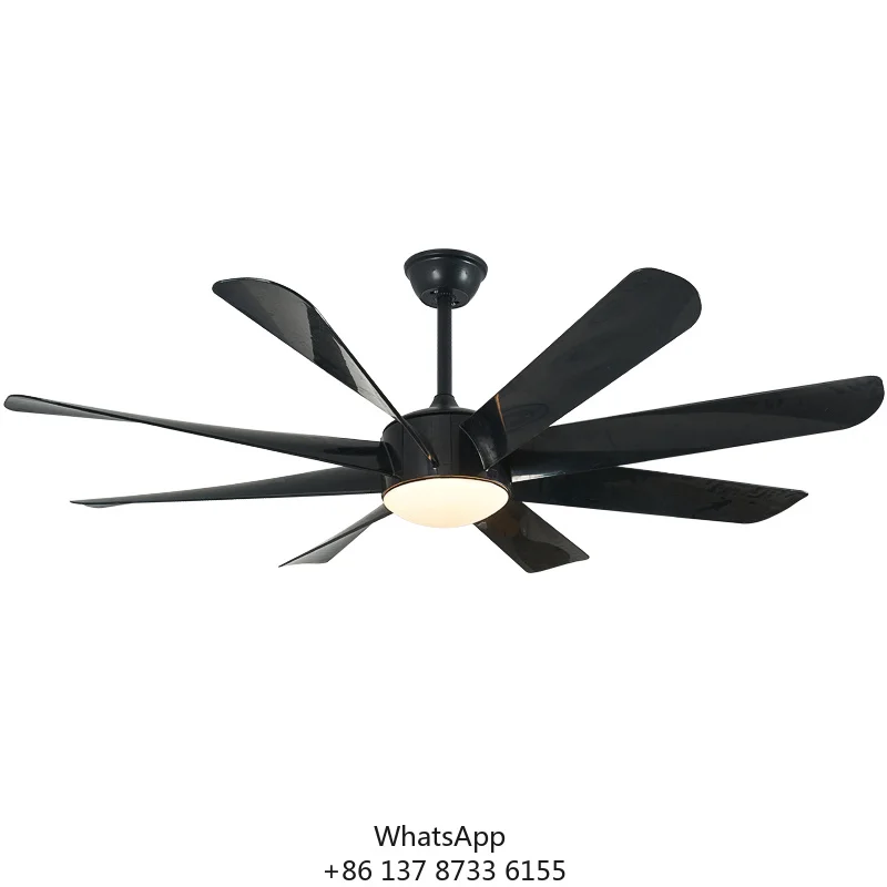 Modern 62-Inch DC Motor Ceiling Fan 8 ABS Blades CCT Light Remote Control For Bedroom Living Room Black Color Electric Power