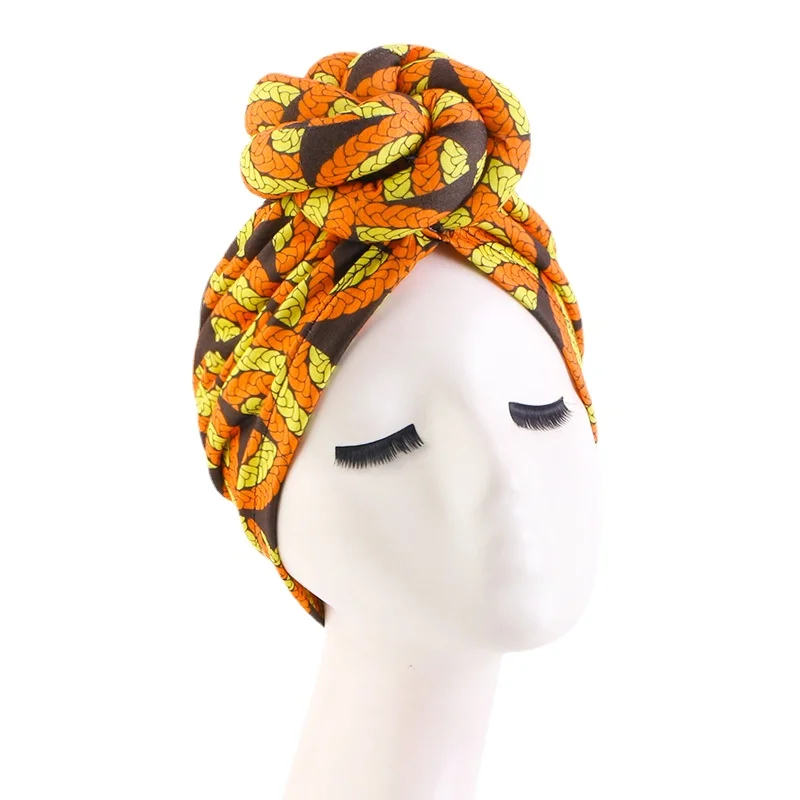 African Print Women Large Flower Stretch Turban Hat Headwrap Bonnet Hat Wedding Party Headwear Lady Muslim Hijab Hat Head Cover