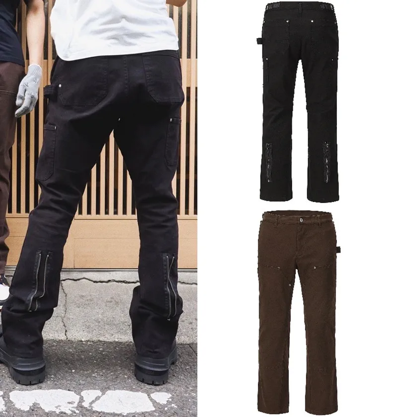 2026 Y2K Streetwear Kanye Braune Reißverschluss Slim Jeans Cargo-Hosen für Herren Luxus Designer Neue Rock Lange Hosen – Detail 4