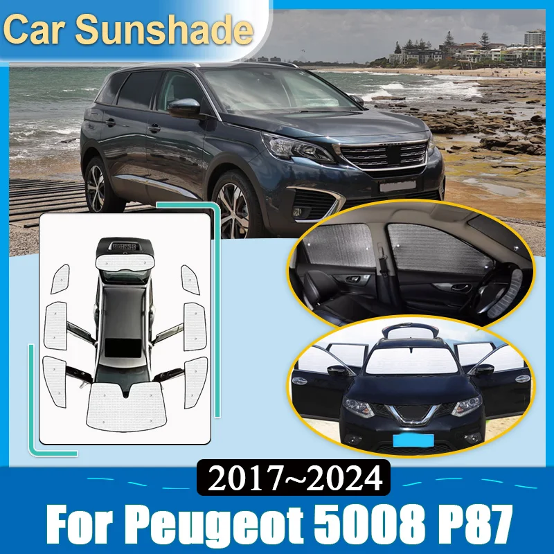 

For Peugeot 5008 2019 P87 MK2 2017~2024 Car Full Coverage Sunshades Heat insulation Windshield Cover Sunscreen Car Accessories
