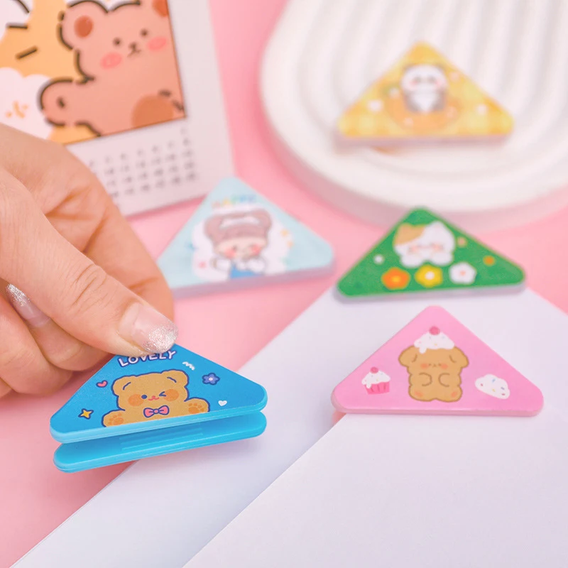 1/2/3PCS Cartoon Triangle Paper Clips Multifunctional Large Capacity Document Clip Cute Binder Clips Stationery Office Supply