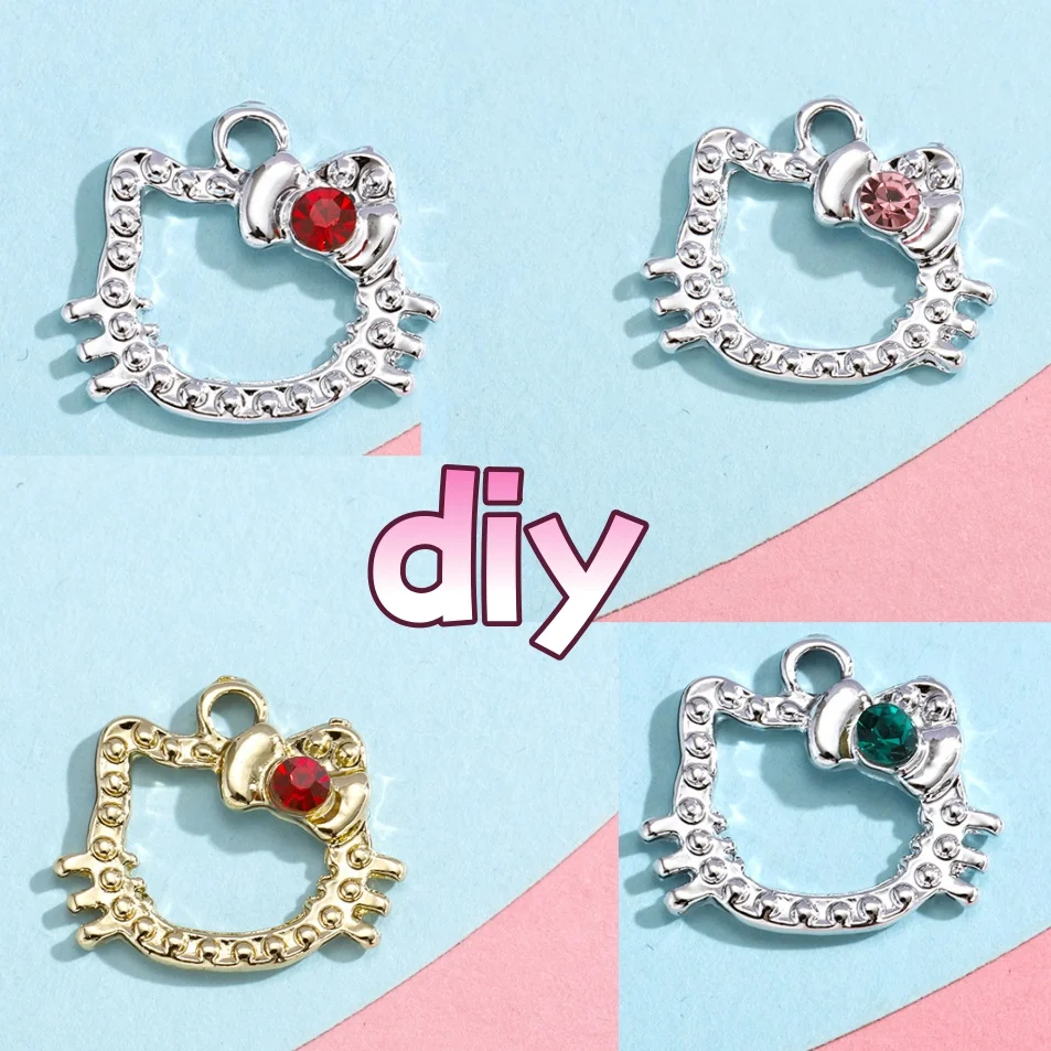 hello kitty accessoires diy kleine hanger legering diamant inlay sieraden accessoires armband kleding ketting materiaal groothandel