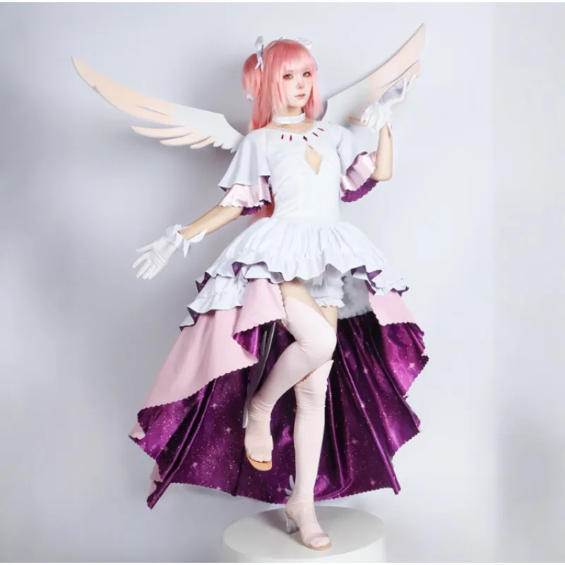 أزياء أنيمي Puella Magi Madoka Magica Kaname Madoka الذهبية التأثيرية أزياء المعركة الموحدة فستان الملاك ملابس الفتيات لحفلات الكرنفال
