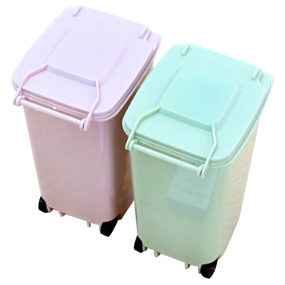 

2 Pcs Mini Trash Can Office Trashcan Small Cans Pencil Multi-function Garbage Pp Pink Bin for Car