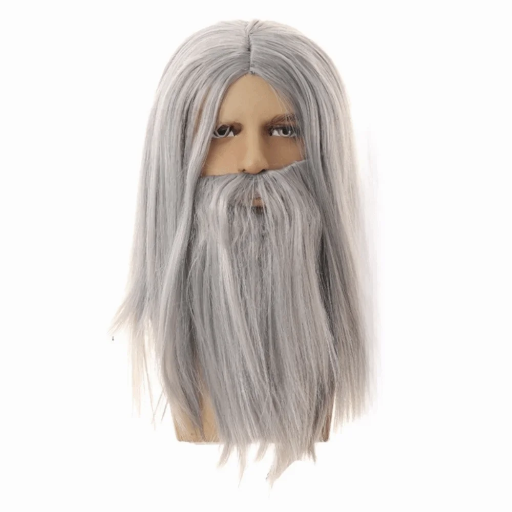 Weißer Bart Weihnachtsmann-Bart Perücke Langes Lockiges Haar Komplettes Set Weihnachtsmann-Bart-Perücke Europäischer Stil Feiertagsdekoration Bart- und Perückenset – Detail 7