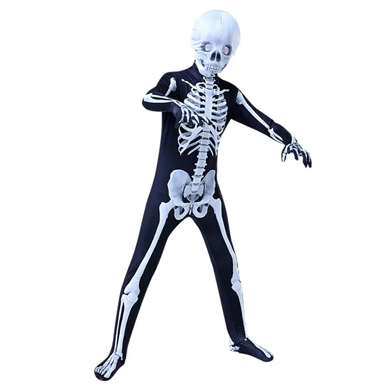 

Childern Halloween Cosplay Skull Skeleton Print Ghost Jumpsuit Kid Carnival Party Cosplay Performance Scary Costume Bodysuit