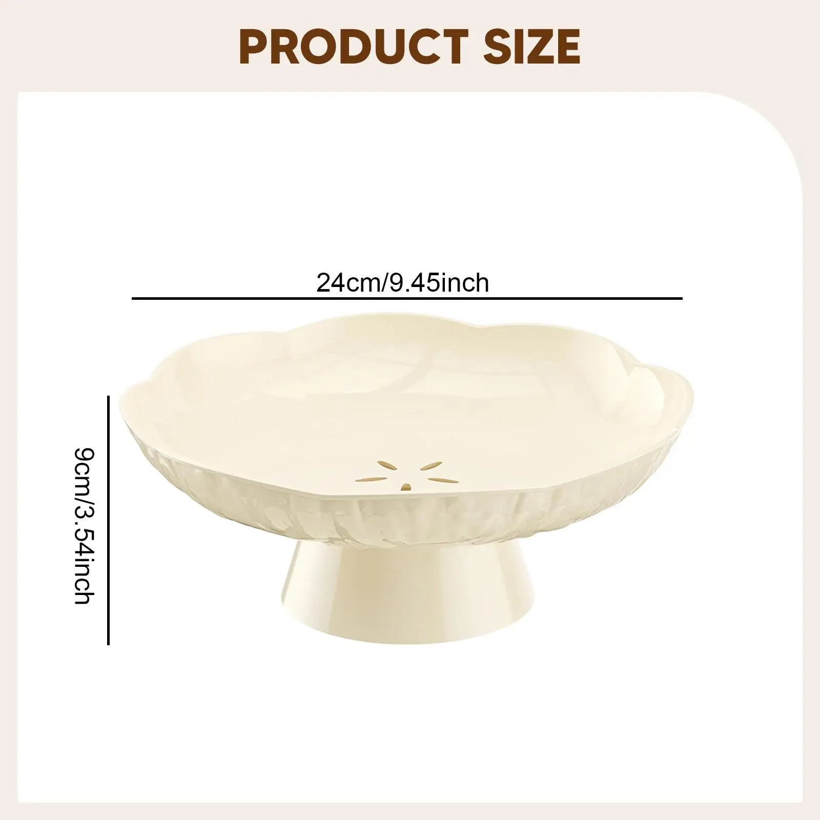 Plastic Fruit Bowl with Footed Plate Draining Decorative Tray for Dining Table Kitchen Party and Home Decor
