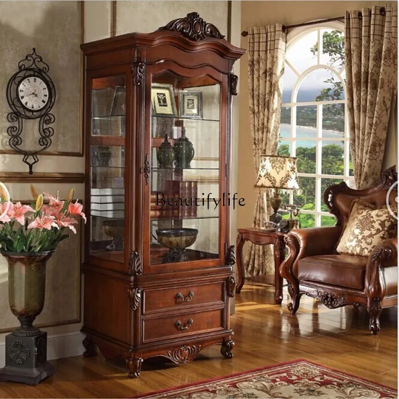 

American solid wood residential simple locker, European wine cabinet, living room entrance