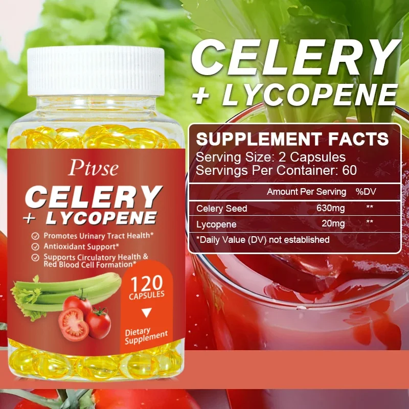 Celery Seed and Lycopene Capsule Adult Joint Dietary Supplement Reduce Uric Acid Promote Urination Relax Joints