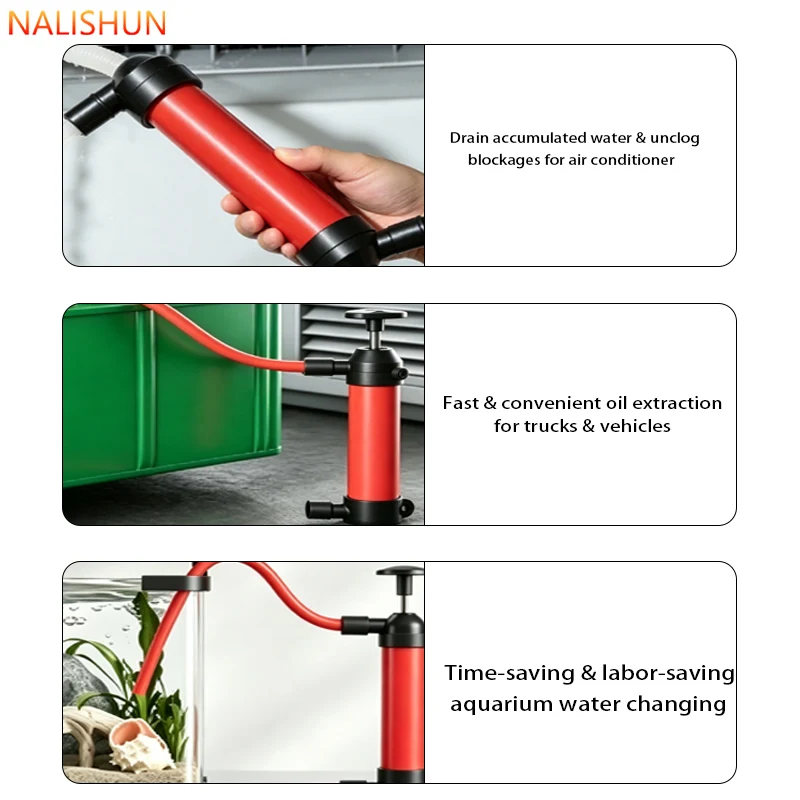 Dual-Port-AC-Abflussreiniger mit Legierungsstab, manuelle Siphonpumpe für Klimaanlagen, Auto-Ölabsauger, Aquarium-Wasserwechsler – Detail 3