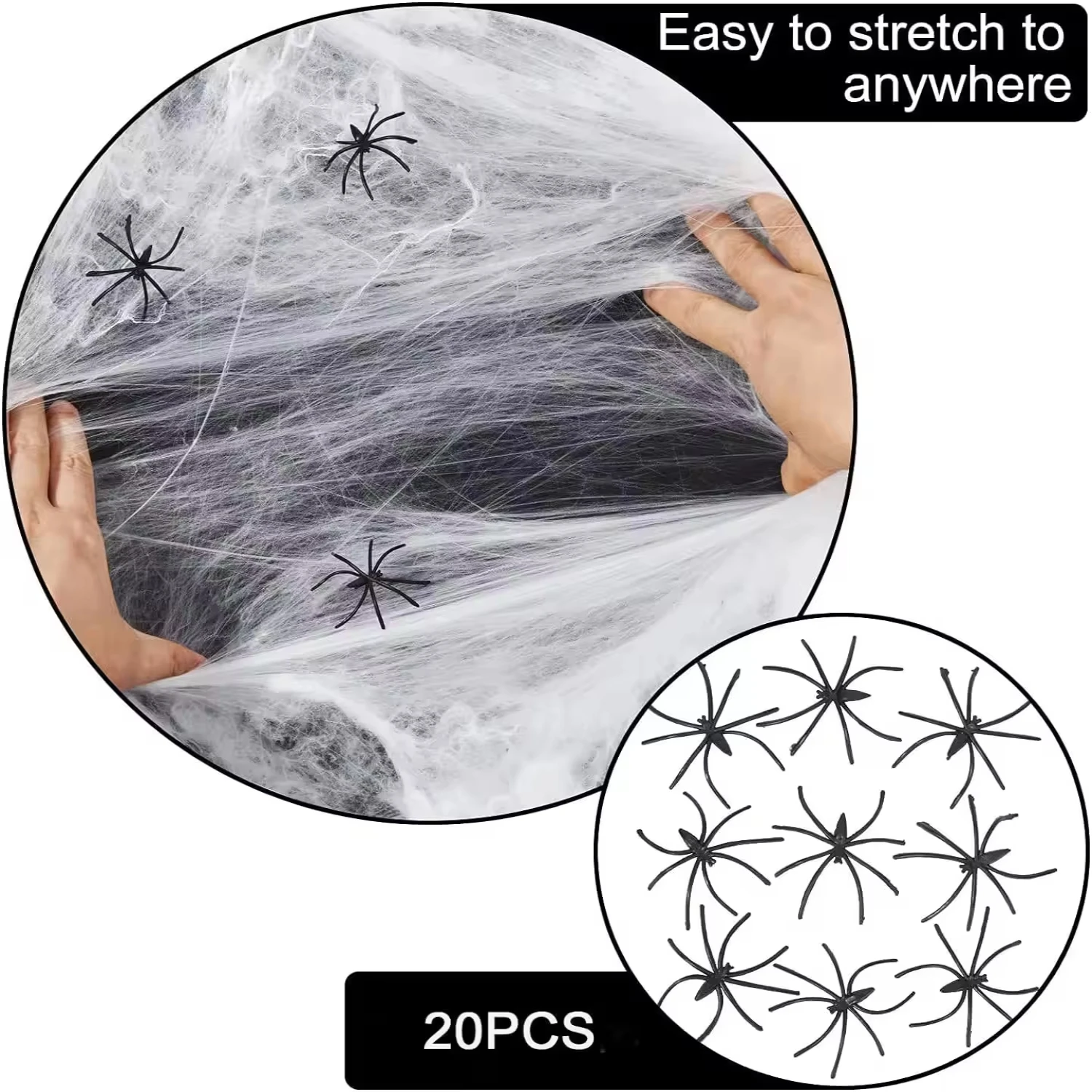 

Mini Black Spiders Halloween Props Outdoor Theme Party Decorations Festival Holiday Supplies Sets Stretch Cobweb Cotton