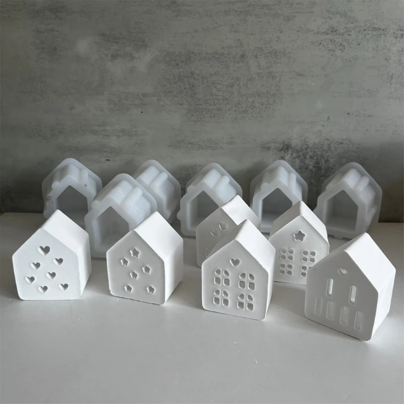 Elegant Building Silicone Mold for Gypsum Tealight House Decoration