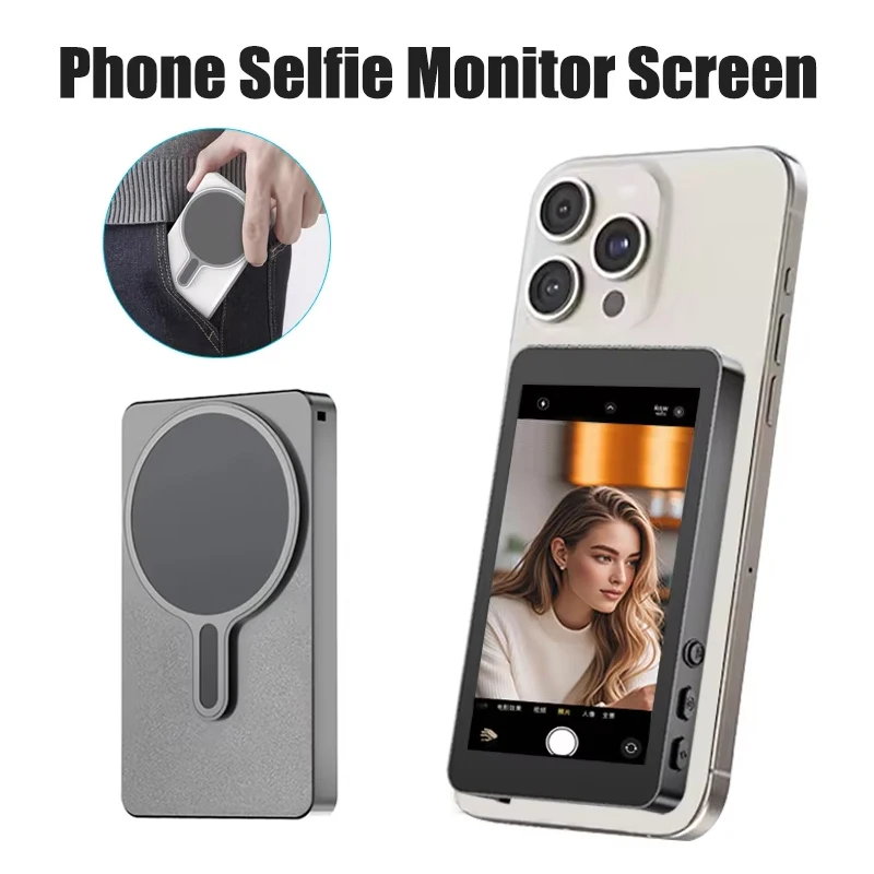 電話ワイヤレス磁気-selfie-モニター画面スマートフォン-vlog-ライブストリームビデオ録画電話リアカメラ-selfie-新しい