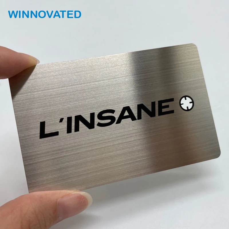Customized product Original Factory Antique 0.5MM 0.8MM Brushed Blank Metal Card With Logo