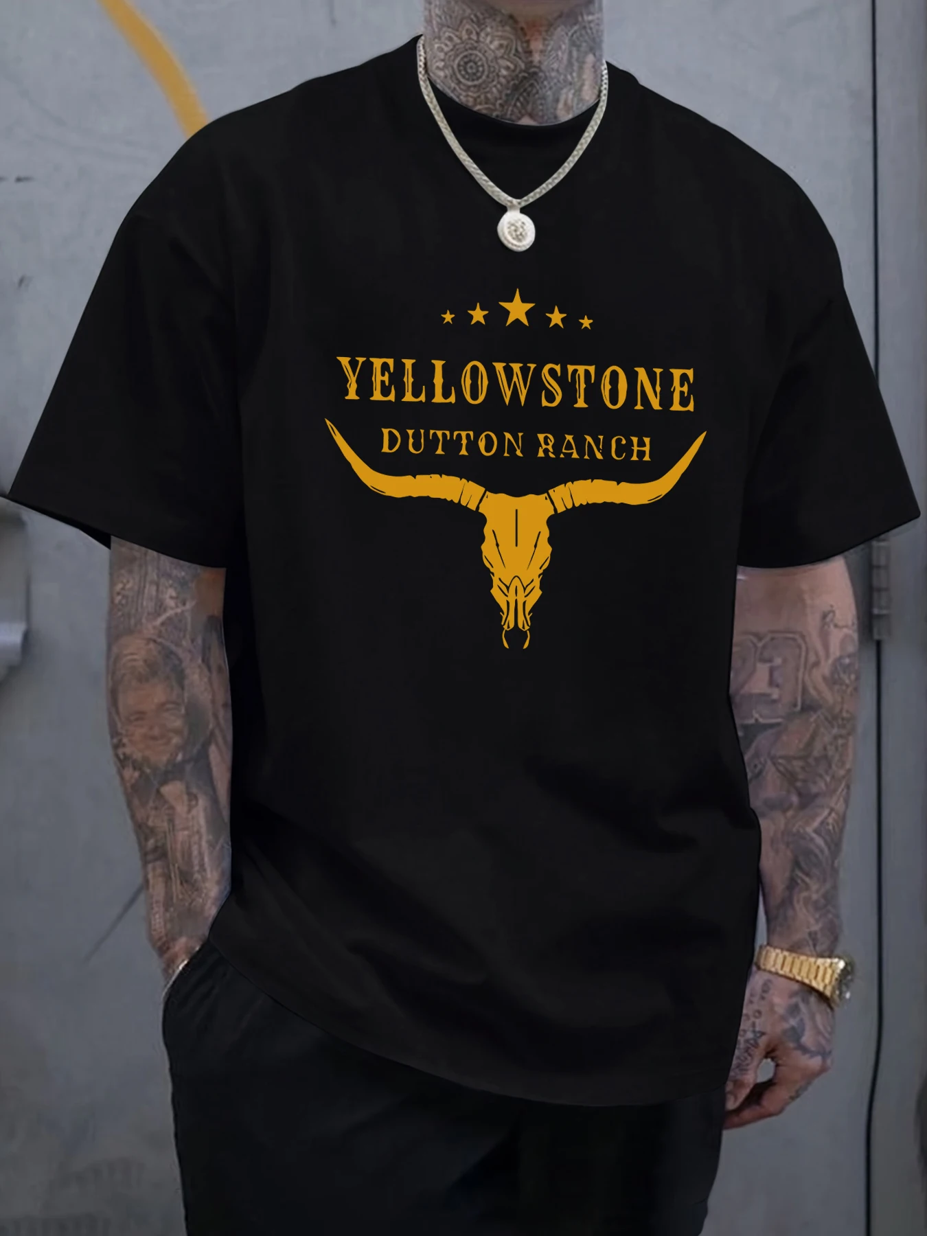 Yellow Stone Dutton Ranch Prints T-Shirt Mens Sport Fashion Top Cotton Soft T Shirts Summer All-Match Clothes Casual Loose Tops