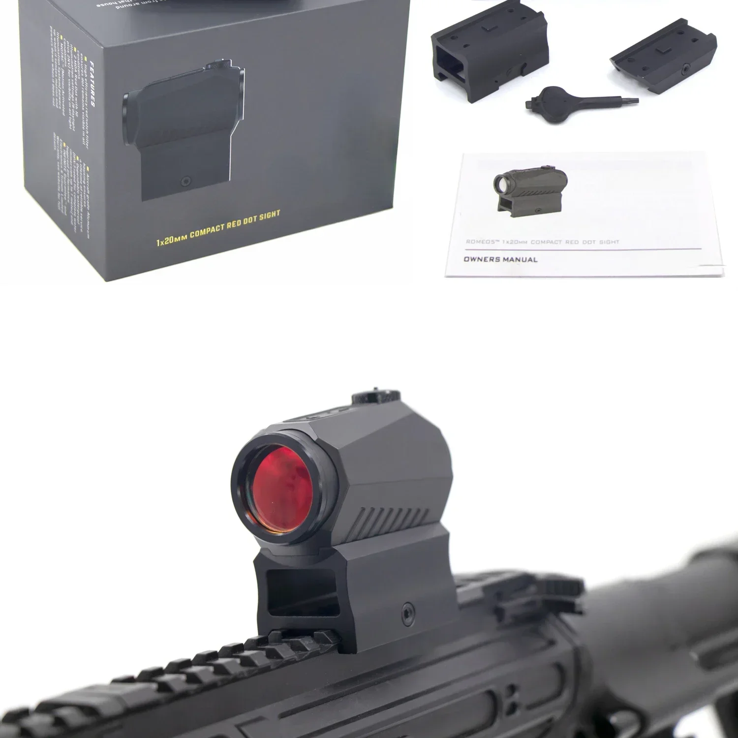 

High Quality 1x20mm Compact 2 MOA Red Dot Sight Shake Awake Reflex Rifle Scope,Black