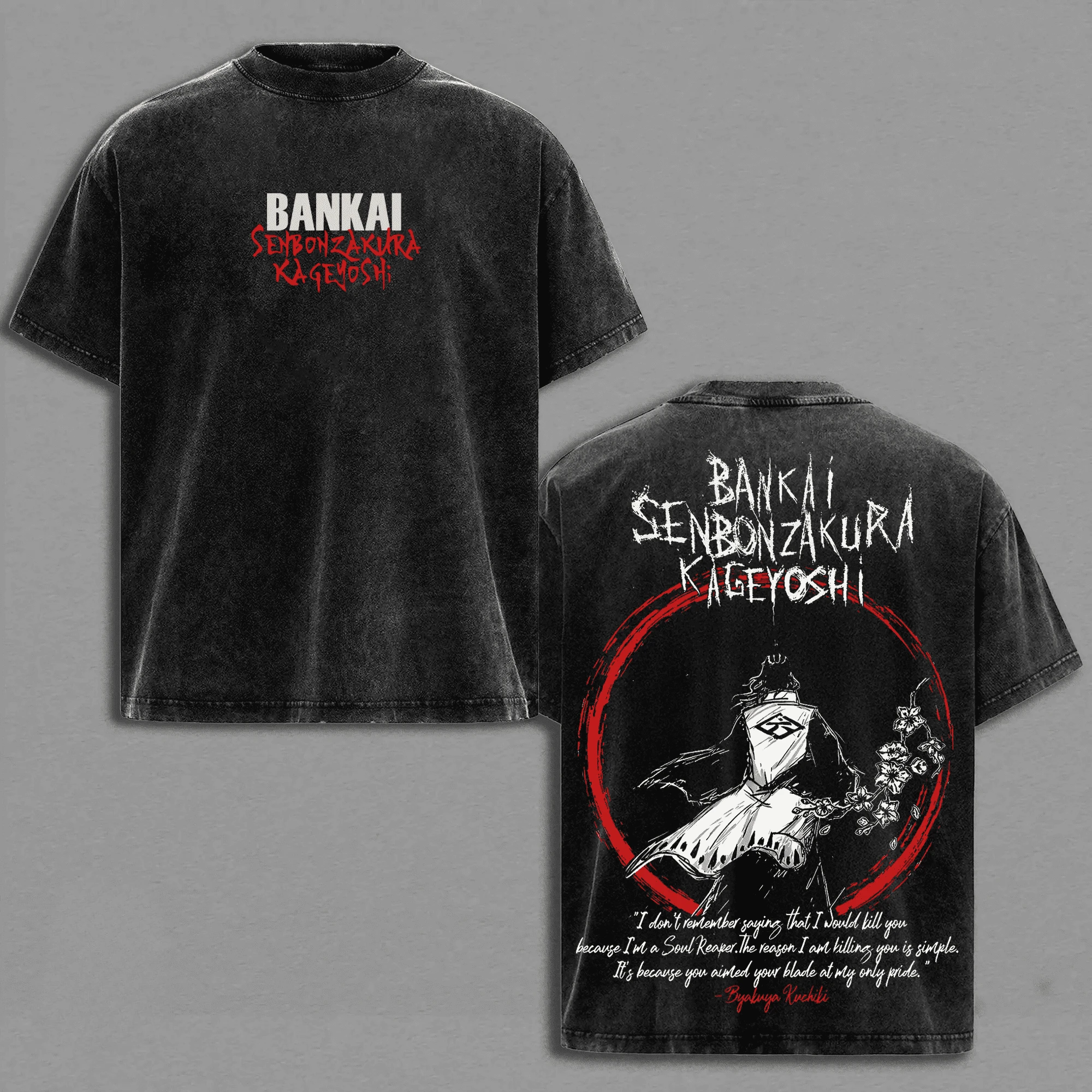 Kuchiki Byakuya BLEACH T-shirt Manga Vintage Washed Oversized T Shirt Summer Short Sleeve Cotton Tees Clothes Men Clothing Tops