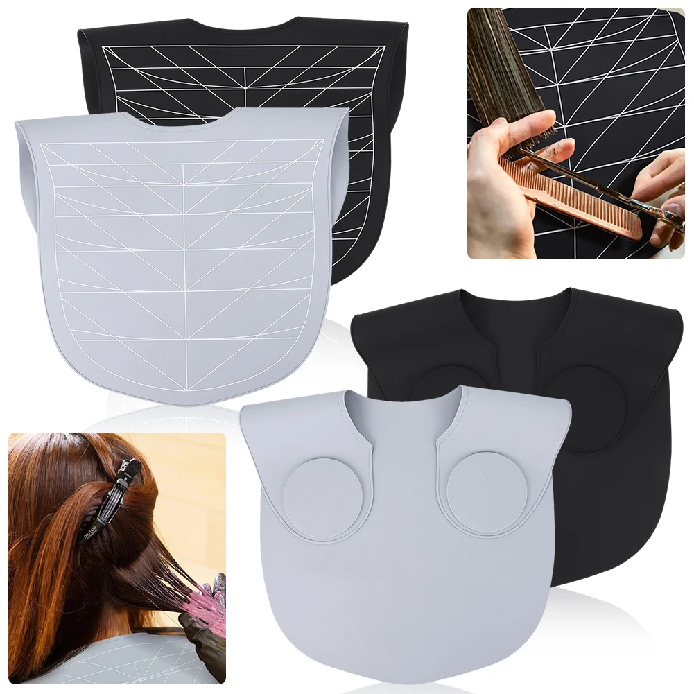 Silicone Hair Dye Collar with Guidelines Hair Cutting Guide Collar Waterproof Weighted Salon Hairdressing Hair Cutting Cape Pad