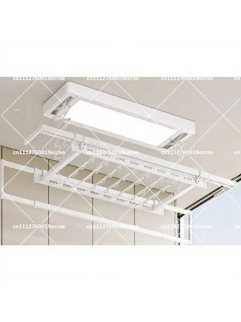 Remote Control Retractable Ceiling Clothes Dryer Rack with 16W Light, White