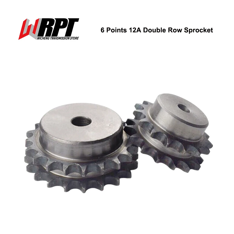 6 Points 12A Double Row Sprocket Chain 45# Steel Gear Accessories Complete Craft Hole 12-40 Teeth Can Be Customized Processing