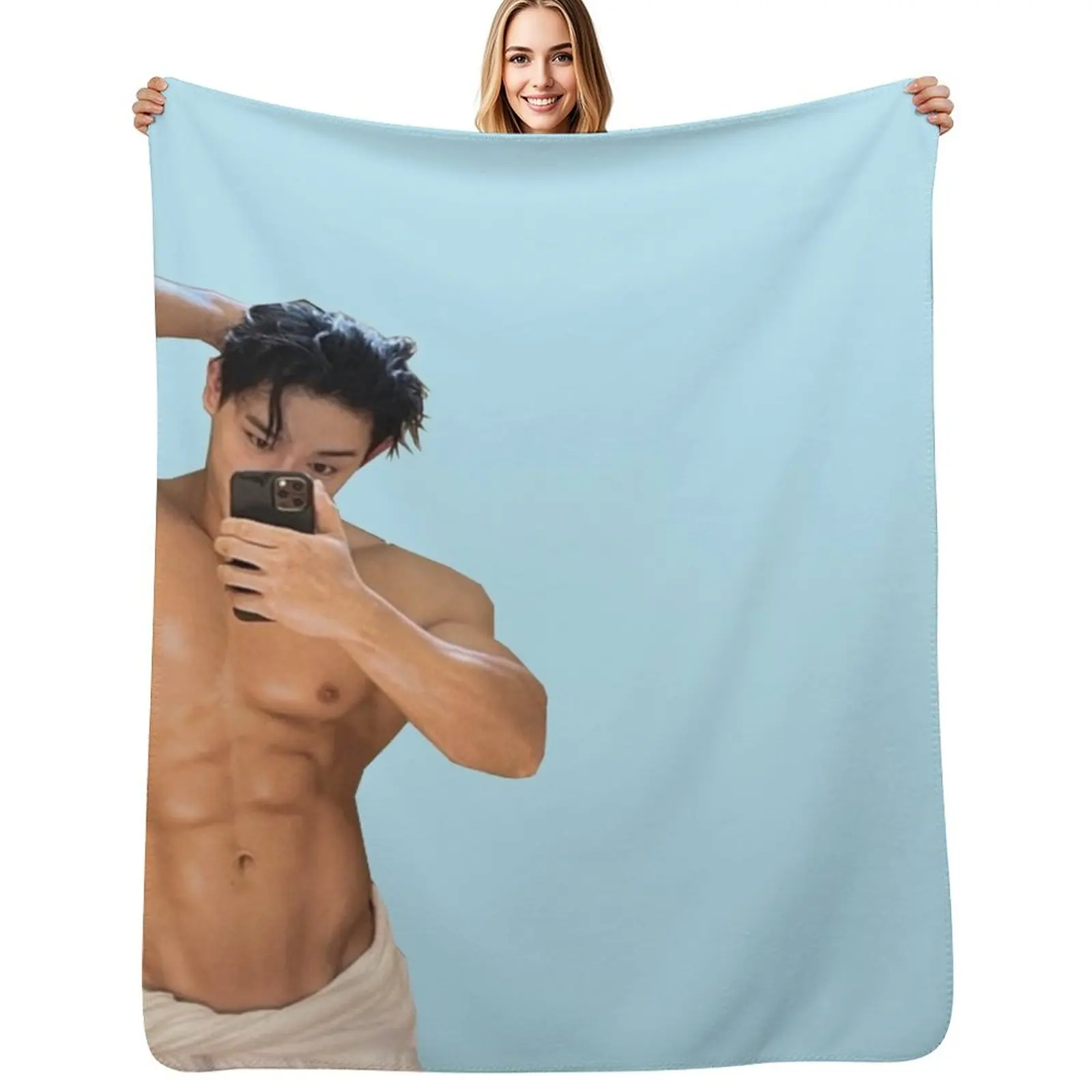 

Wonho Shirtless Towel Throw Blanket Sofas Hair Thins Travel Blankets