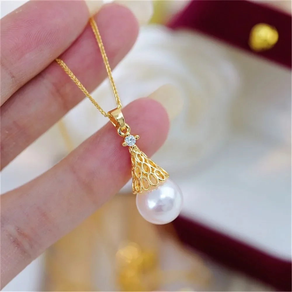 Classic Pearl Pendant Accessory 18K Plated Gold Pendant Settings Jewelry Findings Parts Fittings Connection Accessories D019