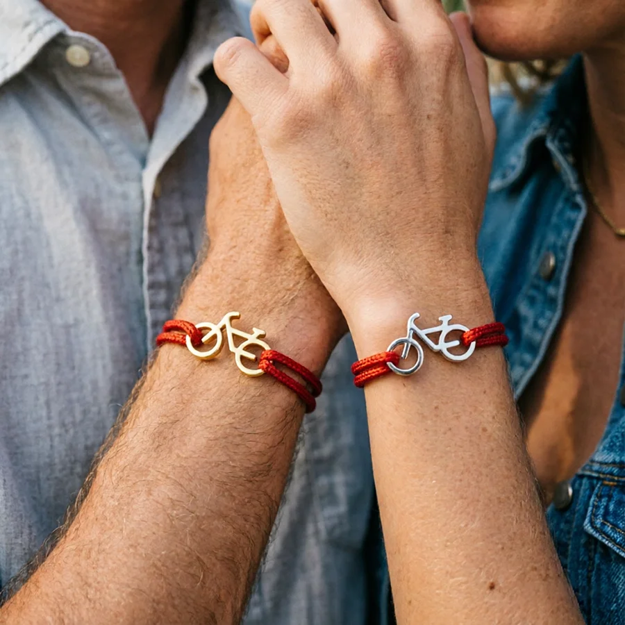 Romantic 2Pcs Couple Bracelet Set Bicycle Charm Matching Braclet For Best Friends Lovers Gift Lightweight Comfortable Adjustable