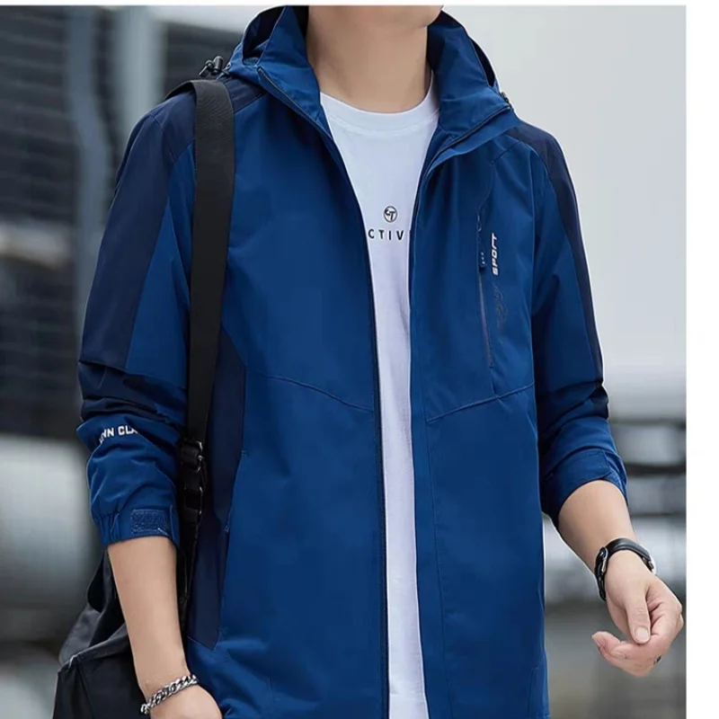 سترة ربيع الخريف على طراز قاطرة للجنسين سترة واقية بغطاء للرأس معطف خارجي للمشي لمسافات طويلة مجموعة ملابس الشارع الحضرية المطابقة