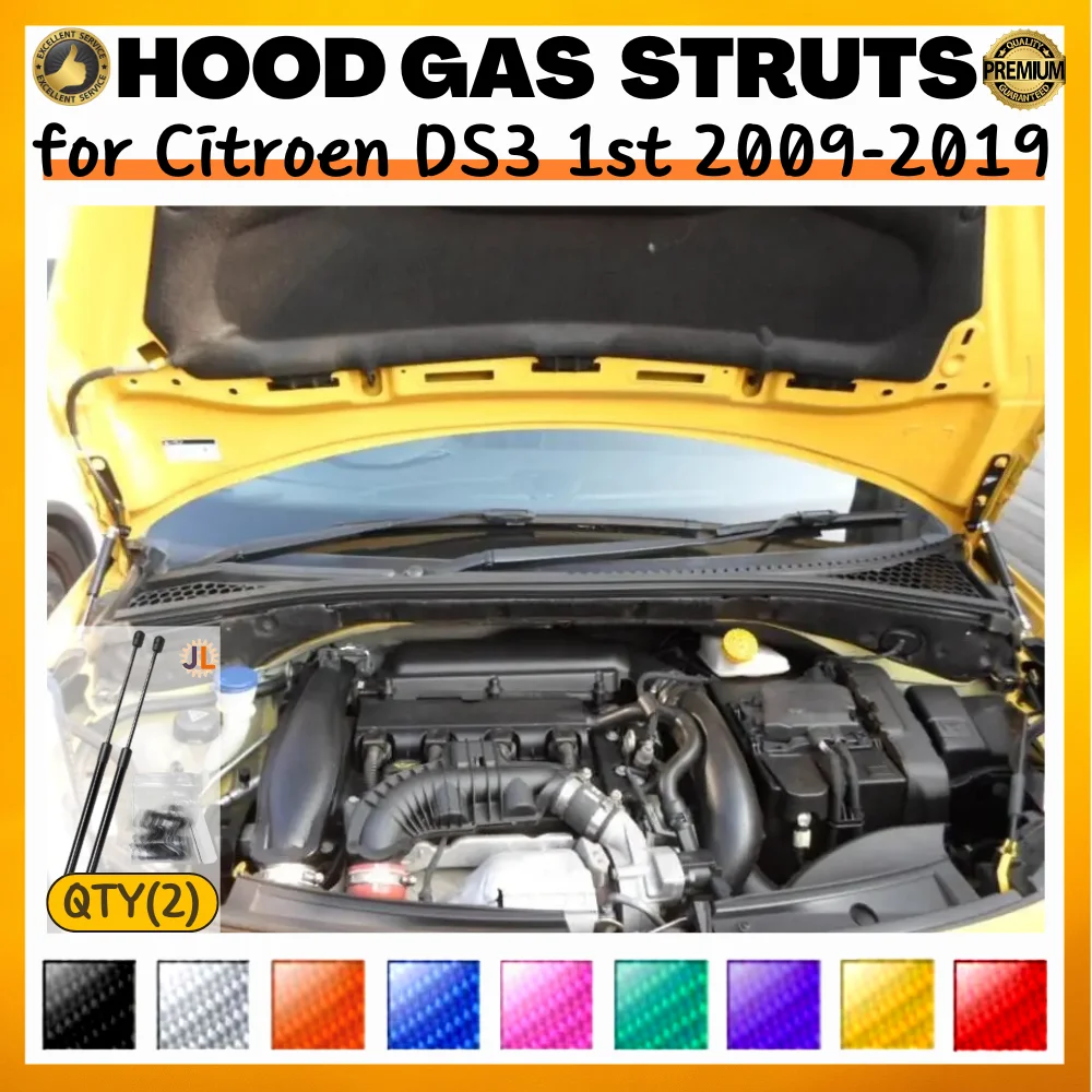 

Qty(2) Стойки капота для Citroen DS3 1st 2009-2019 Передний капот Модифицированные газовые пружины Амортизаторы Подъемные опоры Демпферы