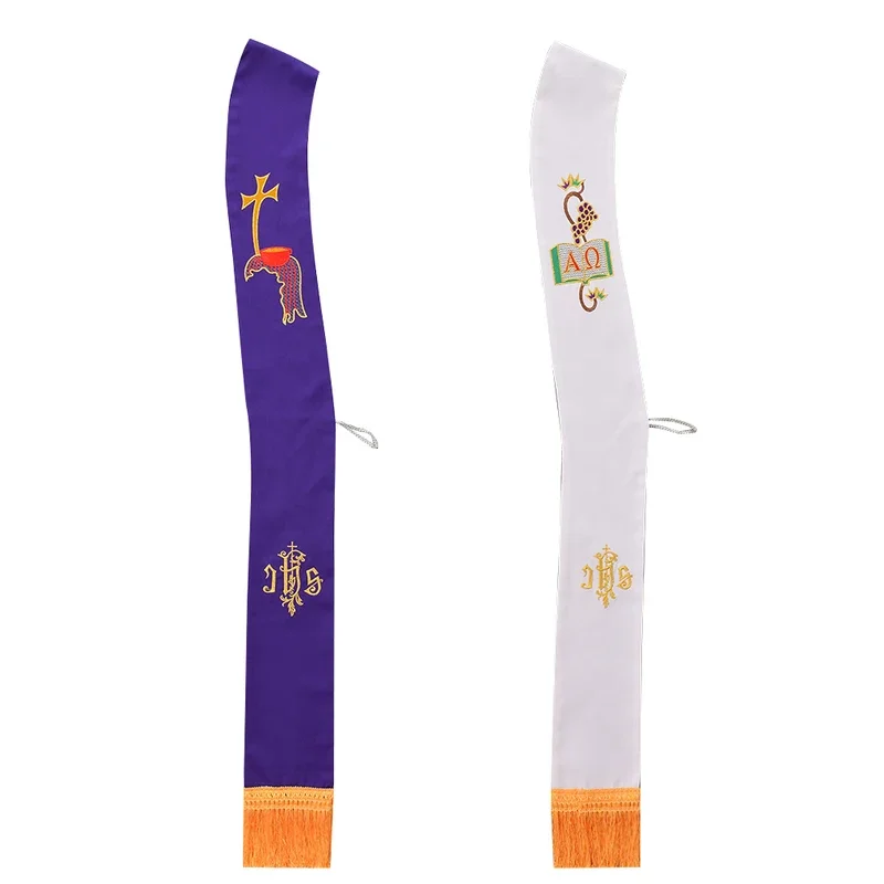 Catholic Priest Embroidered Holy Cross Reversible Clergy Jacquard Stole