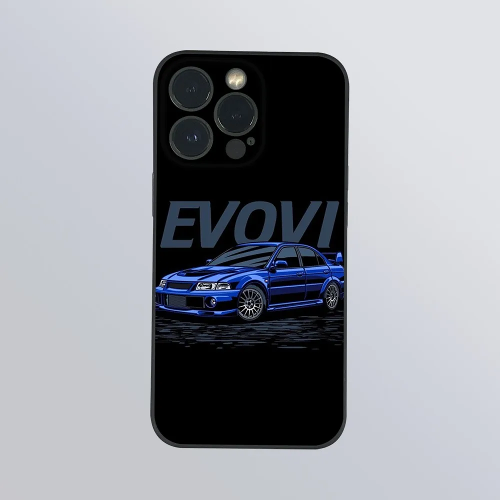 Cool Black EVO X Refit Car Phone Case For iPhone 16 15 14 13 12 11 Pro Max Plus Mini Frosted Soft Shell Funda #6