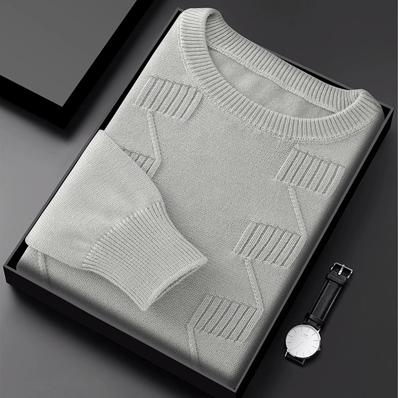 

Свитер из 100% чистого хлопка, мужской вязаный пуловер с полувысоким воротником, зимний толстый свитер, повседневная мужская одежда с длинными рукавами