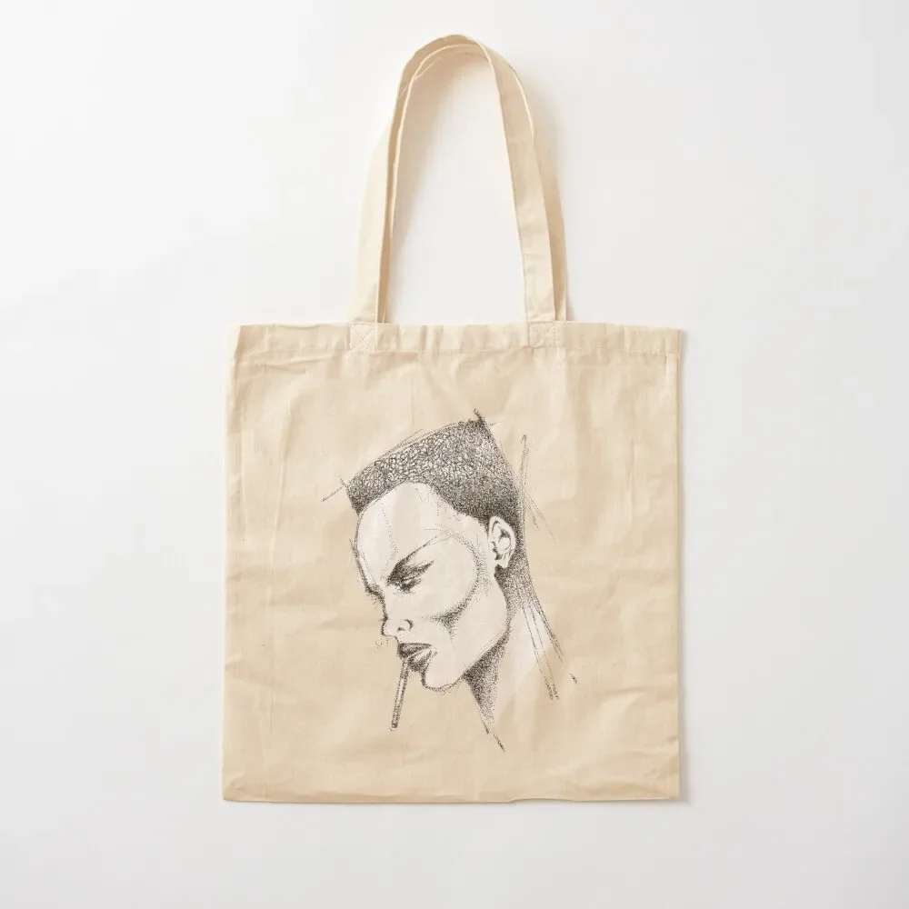 Drawing inspired by pop icon Grace Jones Tote Bag cute pouch bag Custom bag