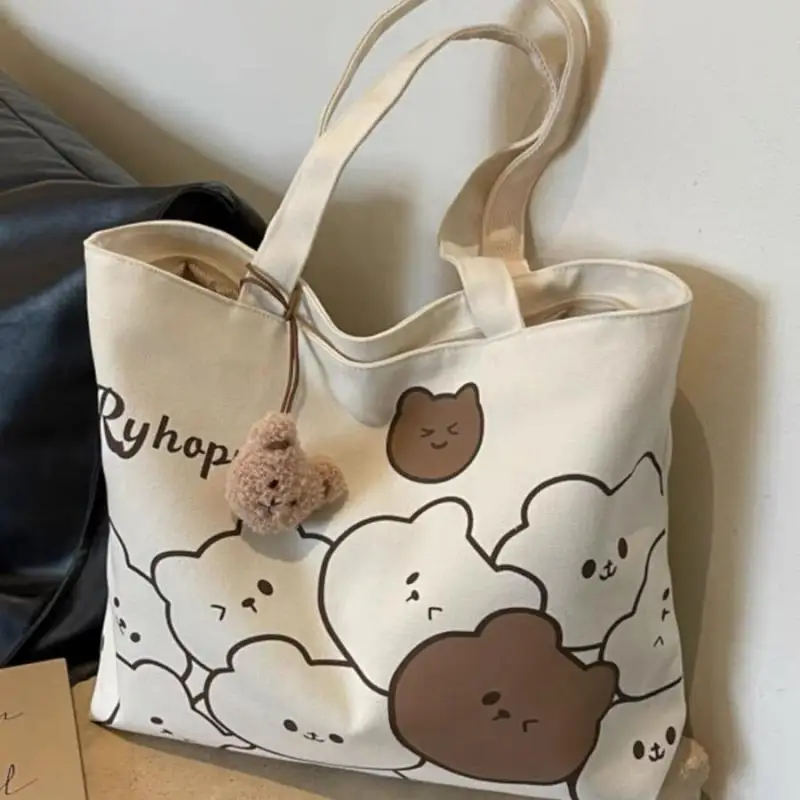 Commuting Japanese cartoon single shoulder large capacity student cloth bag tote versatile student class canvas handbag