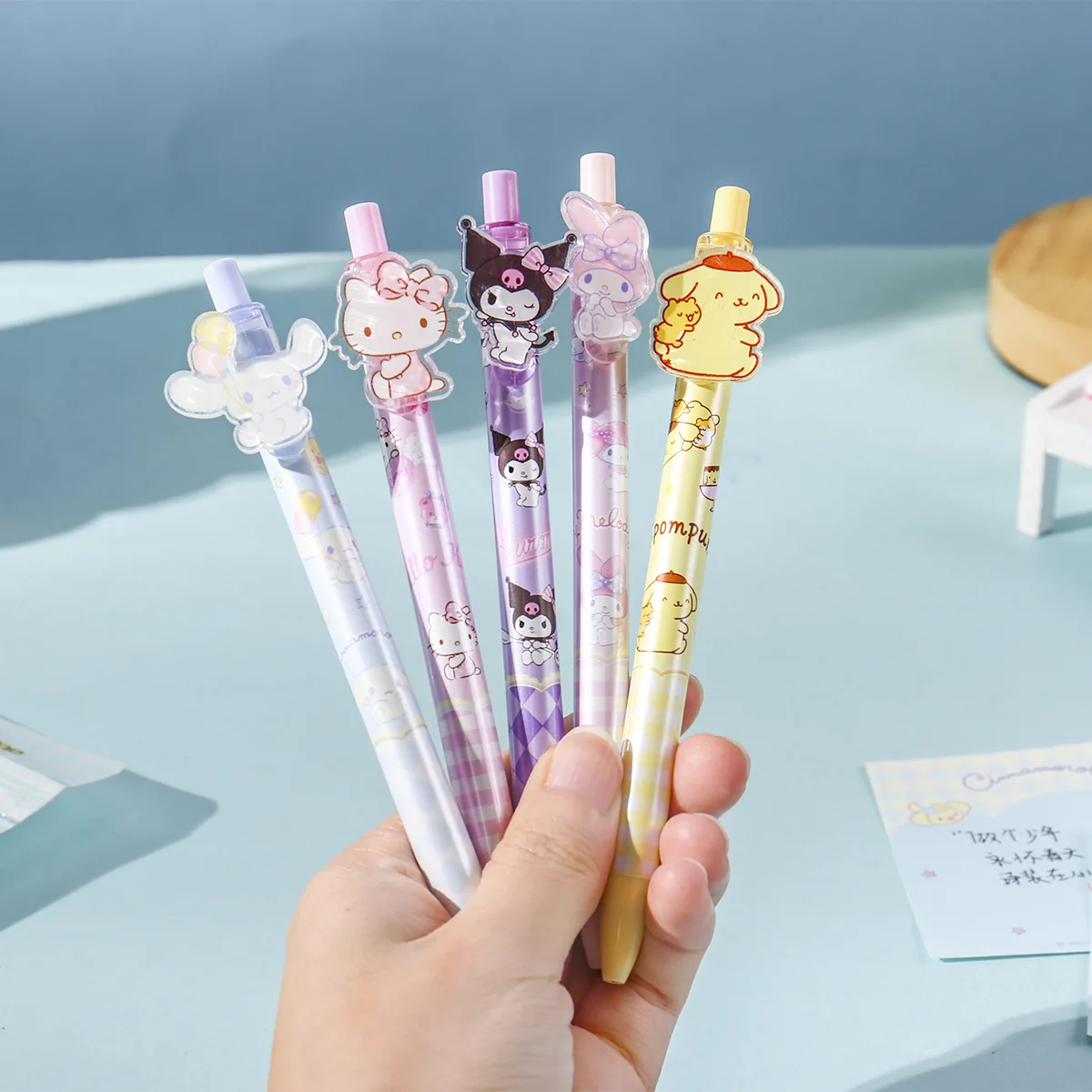 

Sanrio Series Patch Unisex Pens Push Type Syringe Tip Unisex Pen Black Unisex Pen Set Study Office Stationery Supplies