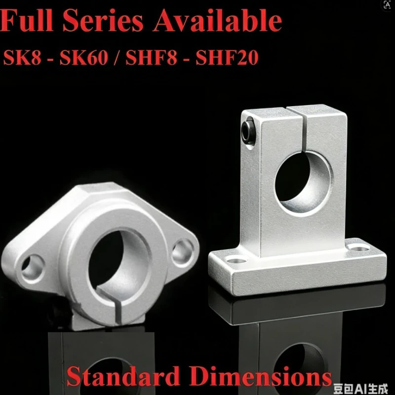 1-2-4個入り-sk8-shf8-リニアベアリングレールシャフトサポート-sk10-shf10-sk12-sk13-sk16-sk20-軸xyzテーブルcncルーター3dプリンター部品用