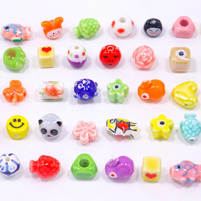 Mixed Shaped Colored Ceramic Beads For Jewelry Making DIY Earring Bracelet Flower Shape Animal Shape Ceramic Jewelry Accessories
