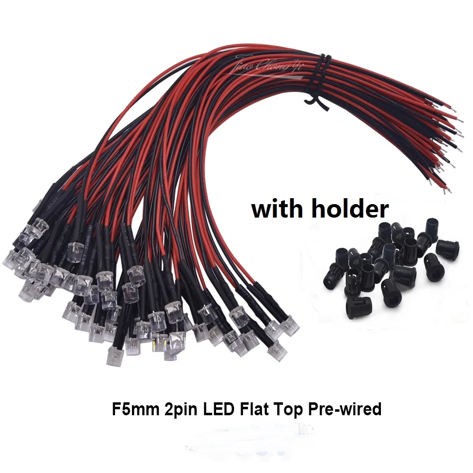 10Pcs DC 3V 5V 12V flat top LED Diodes 20cm Pre Wired 5mm LED Light Lamp Bulb Prewired Emitting Diodes For DIY Home Decoration