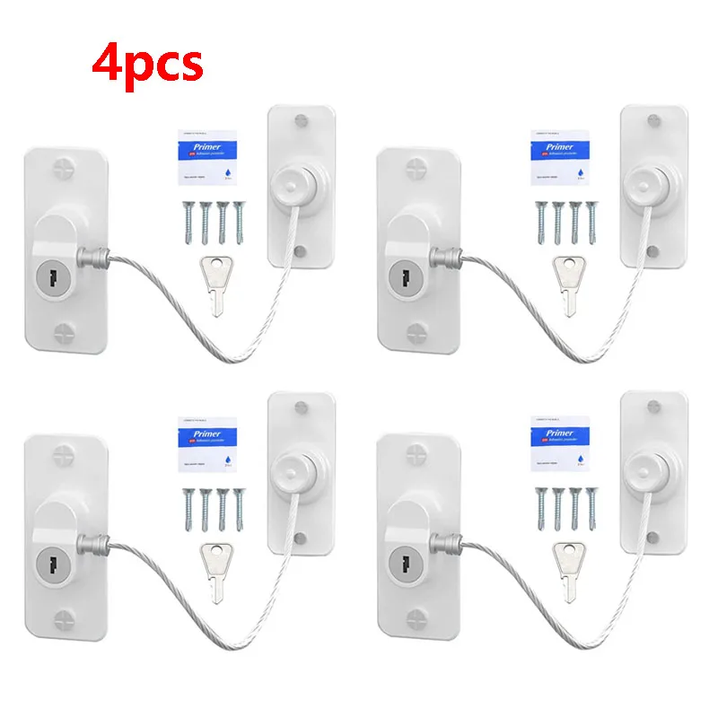 1PCS/2PCS/4PCS Multi-Functional Plastic Windows Lock with Key Children Safety Windows Lock Door Safety Restrictor Sliding Door